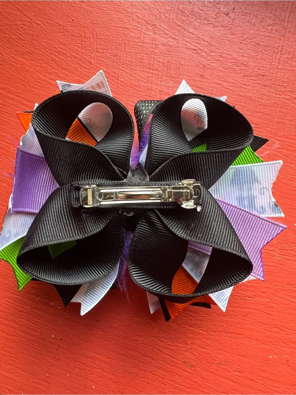 Witchtastic Purple & Orange Halloween Hair Bow - Kids Costume Accessory
